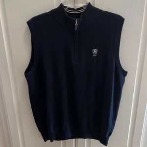 Peter Millar Wool Sweater Vest Navy 1/4 Zip Size Large